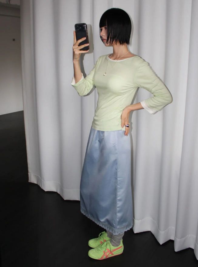 LILY SATIN MIDI SKIRT