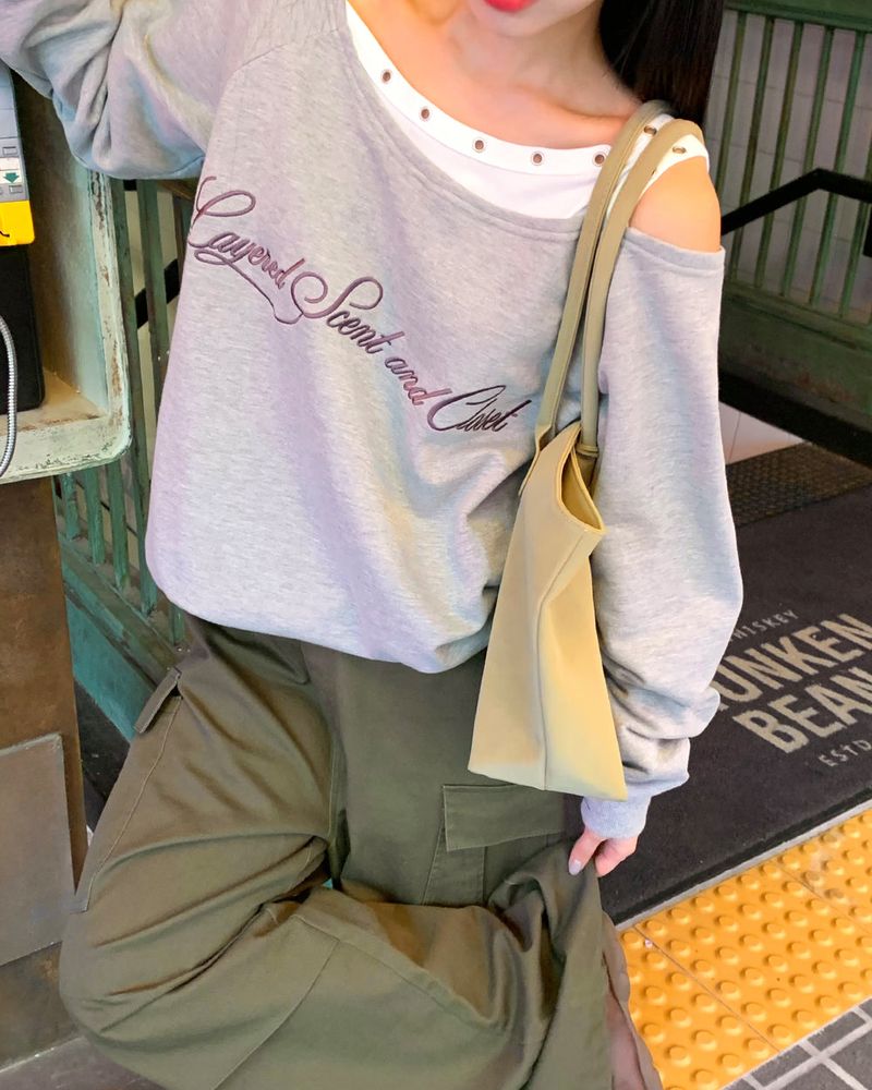 [ORIGINAL] Penny Layered String Off-Shoulder Sweatshirt