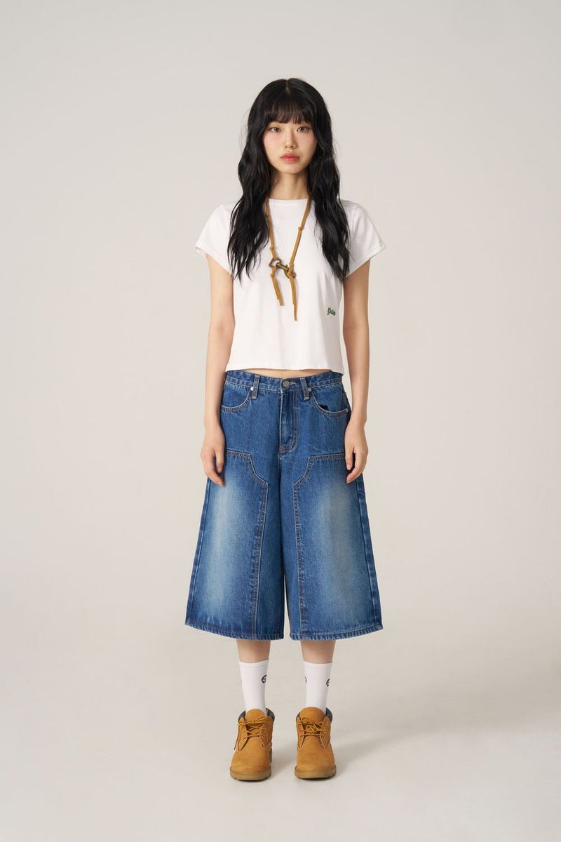 GUBIN（グビン）の「(W) ミッドブルーバミューダパンツ（パンツ）」