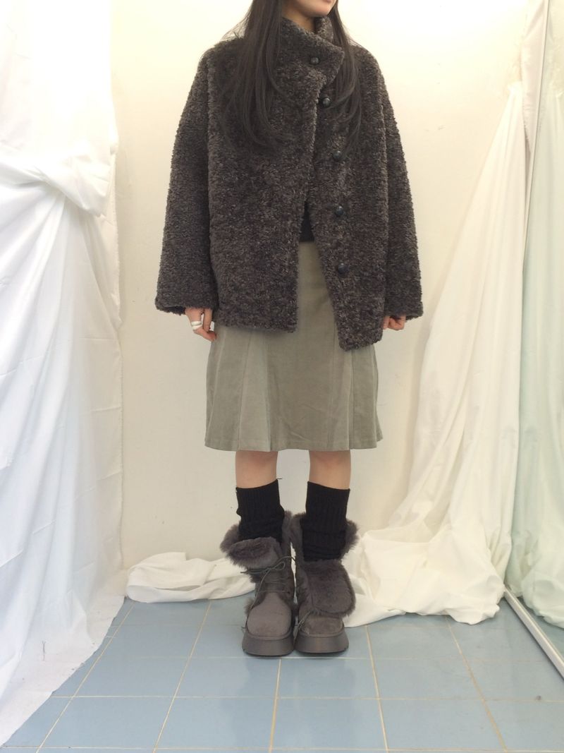 highneck puffy fur jacket