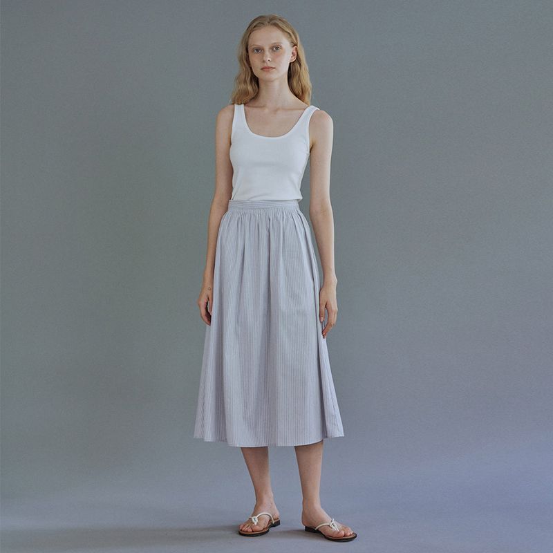 Stripe shirring skirt