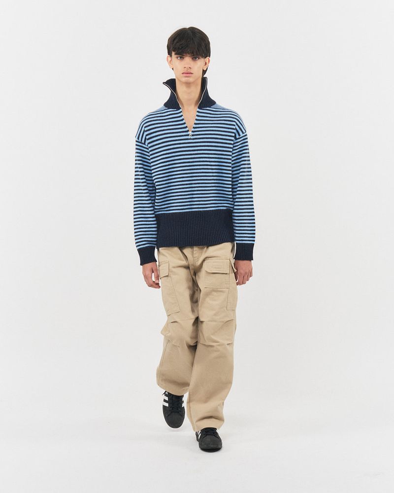 Bluesf semi-wide washed cargo pants