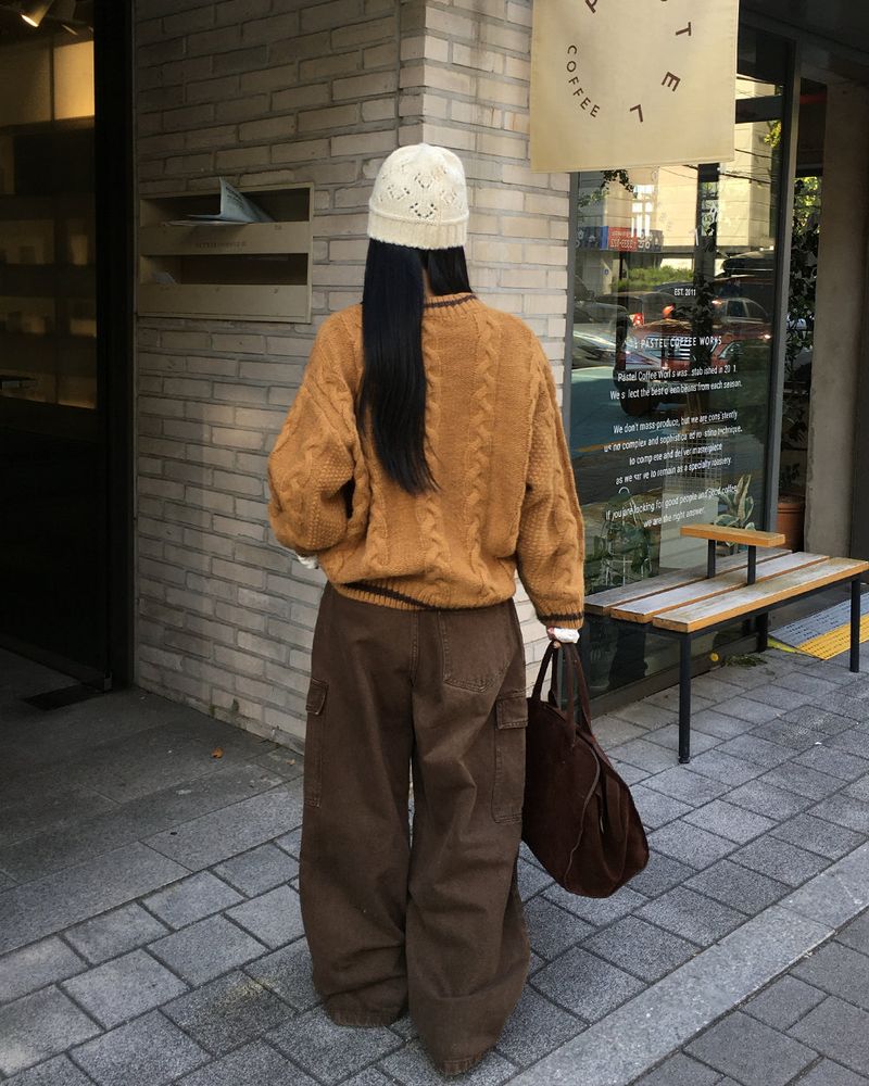 [ORIGINAL] バゲットケーブルオーバーサイズVネックニット