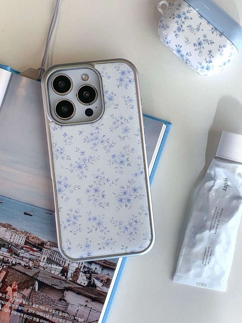 [MADE]ブルーブロッサム シルバー エポキシ バンパー iPhoneケース