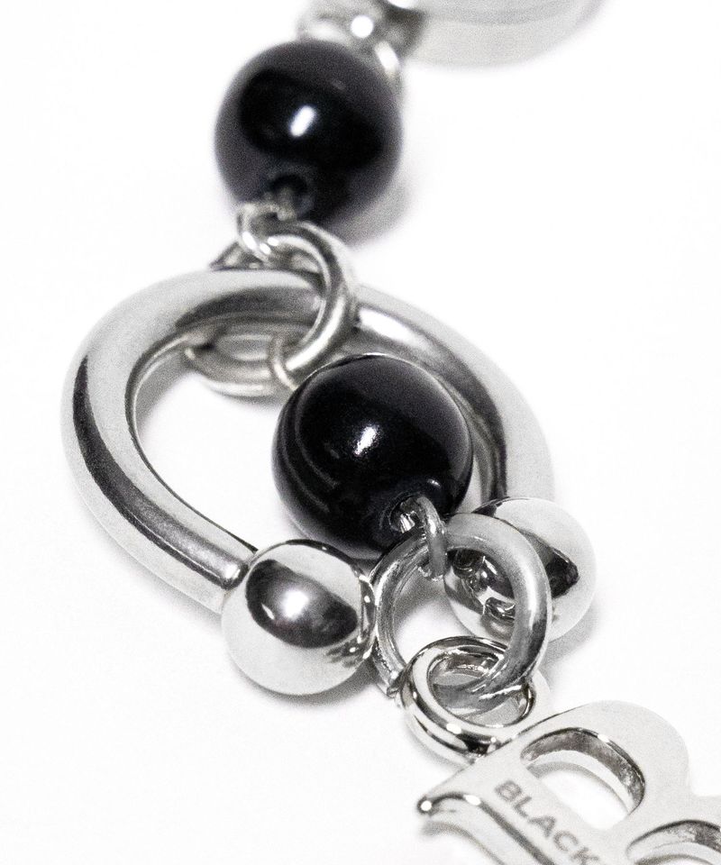 BBD Stone Ball B Logo Earring (Silver&Black)