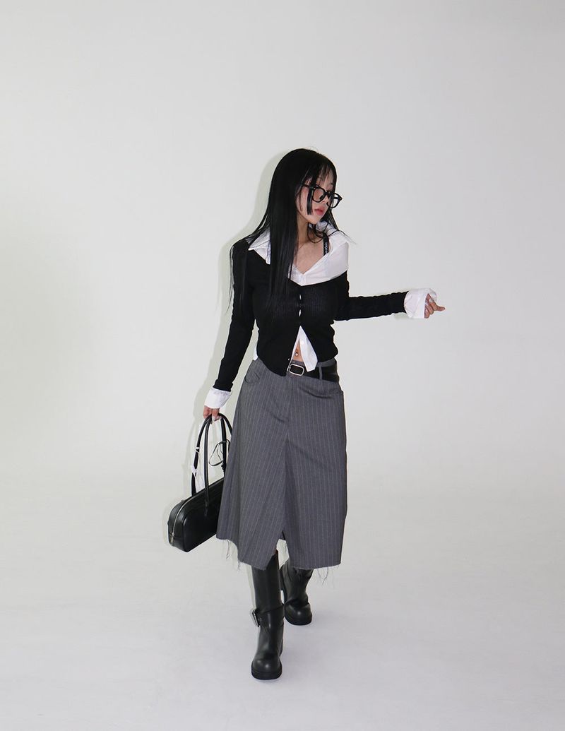 Bermuda Stripe Midi Skirt