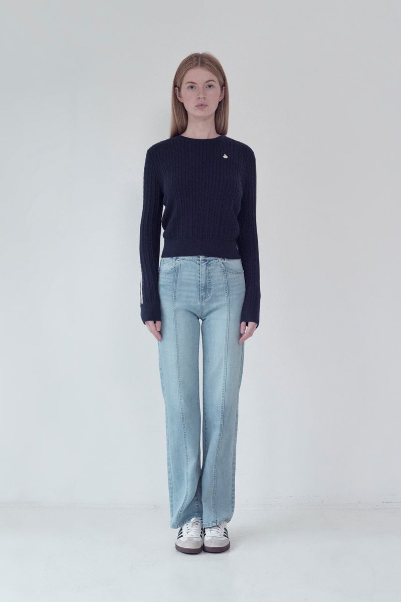 KIRSH PLAIN SEMI FLARE DENIM PANTS [LIGHT BLUE]