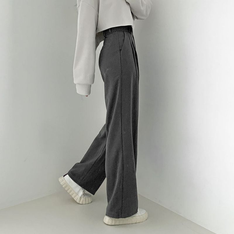 [High waist] one-button pin tuck slacks