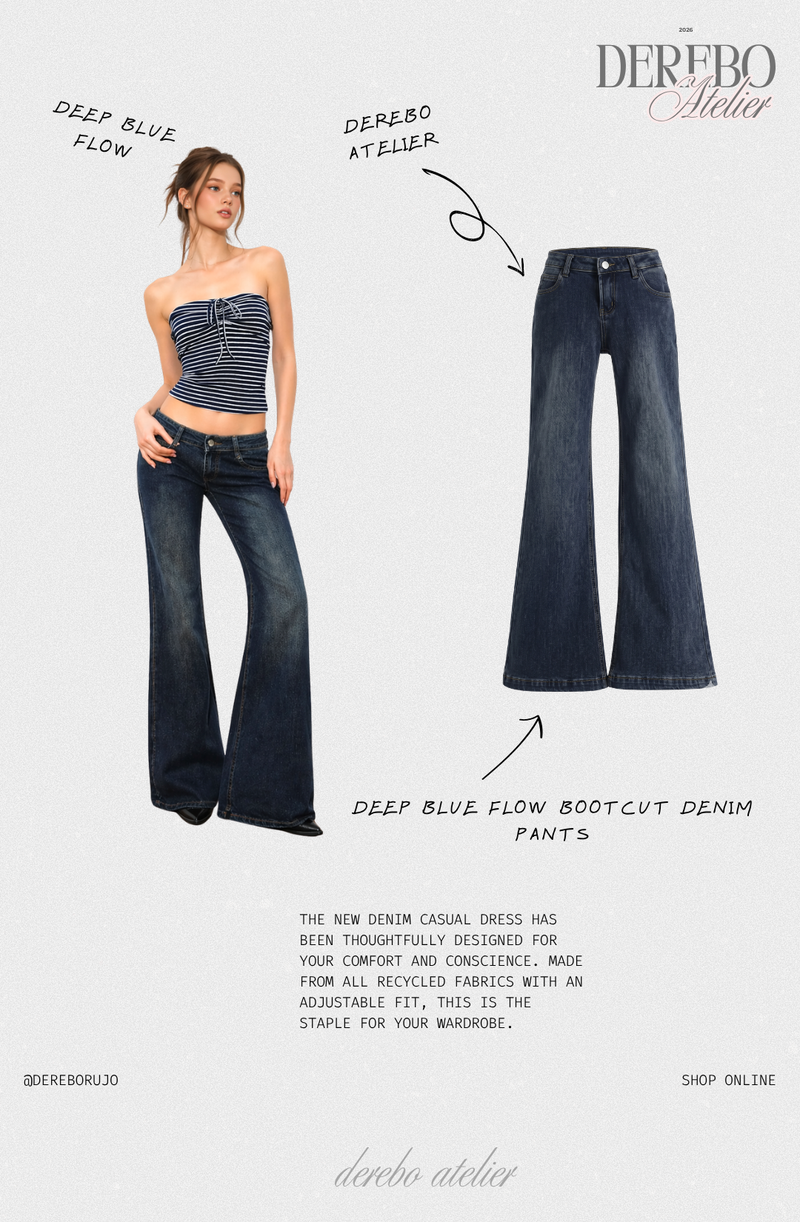 deep blue flow bootcut denim pants, regular (REGULAR)