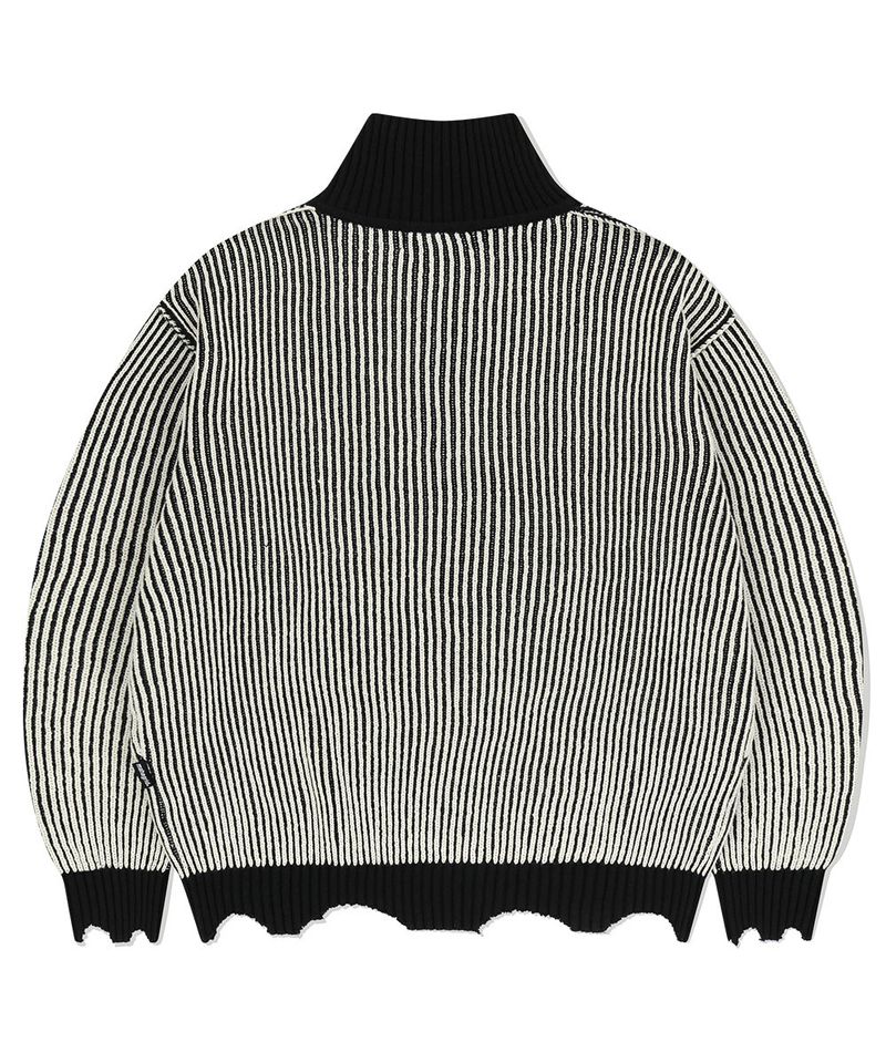 CUTTING CONTRAST HALF ZIP-UP KNIT