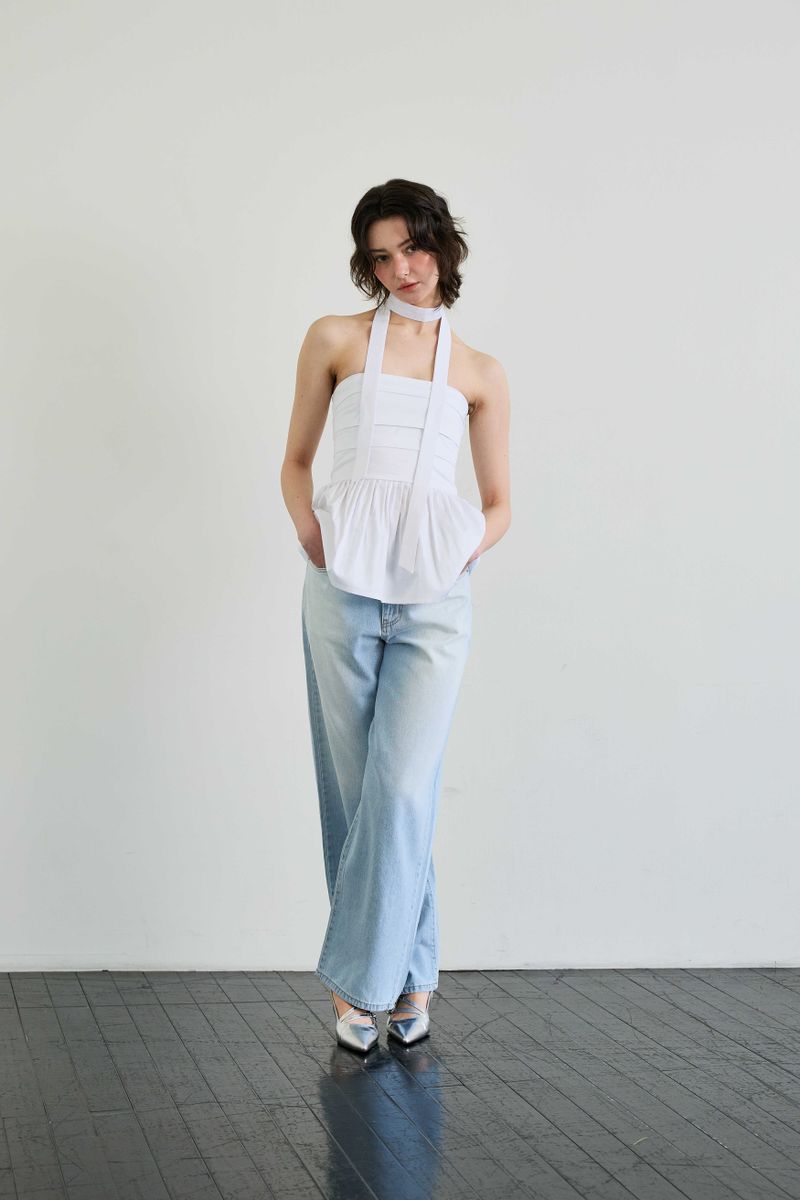 AZURE WIDE DENIM PANTS / SKY BLUE
