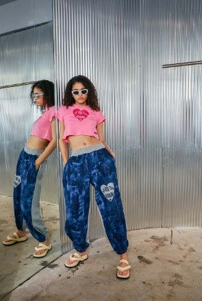 heart jogger pants_ deep blue