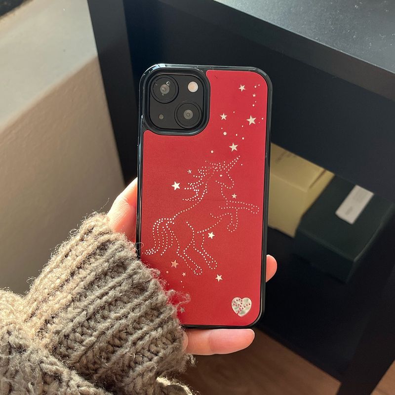 [MADE][Mirror Bumper Case] Starlit Unicorn ⋆ Red