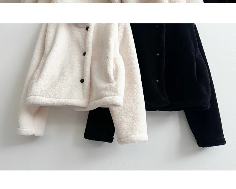 Falling High Neck Fleece Short Coat