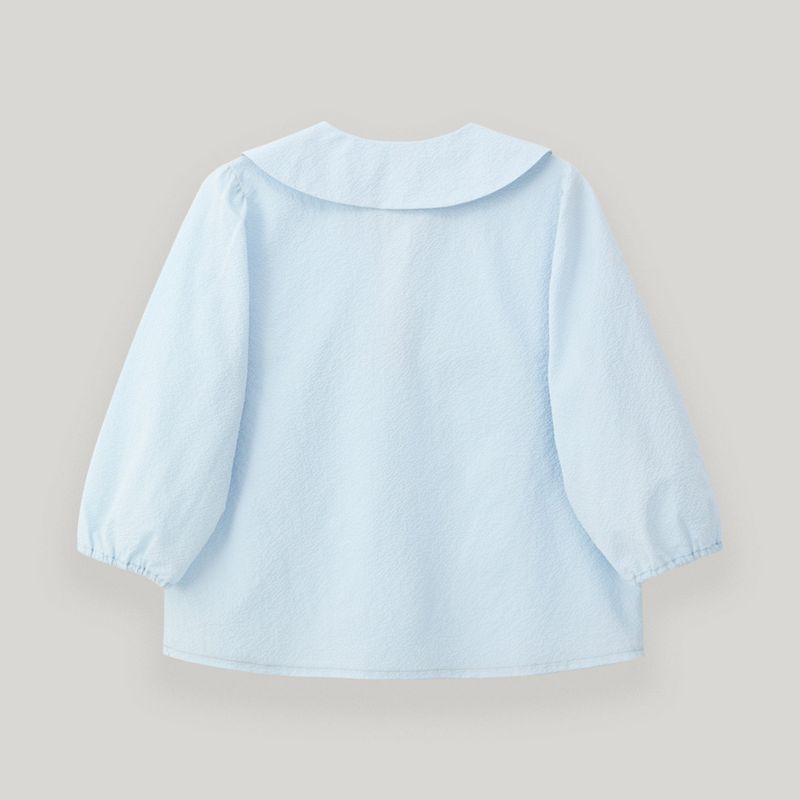 Sky Blue Seersucker Ribbon Blouse