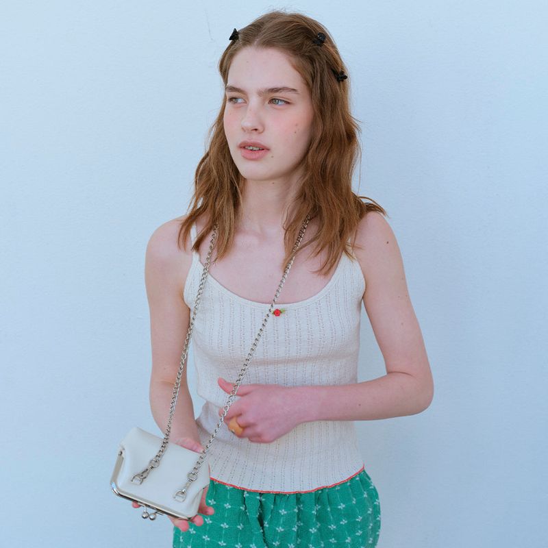 ROSE SLEEVELESS TEE, CREAM