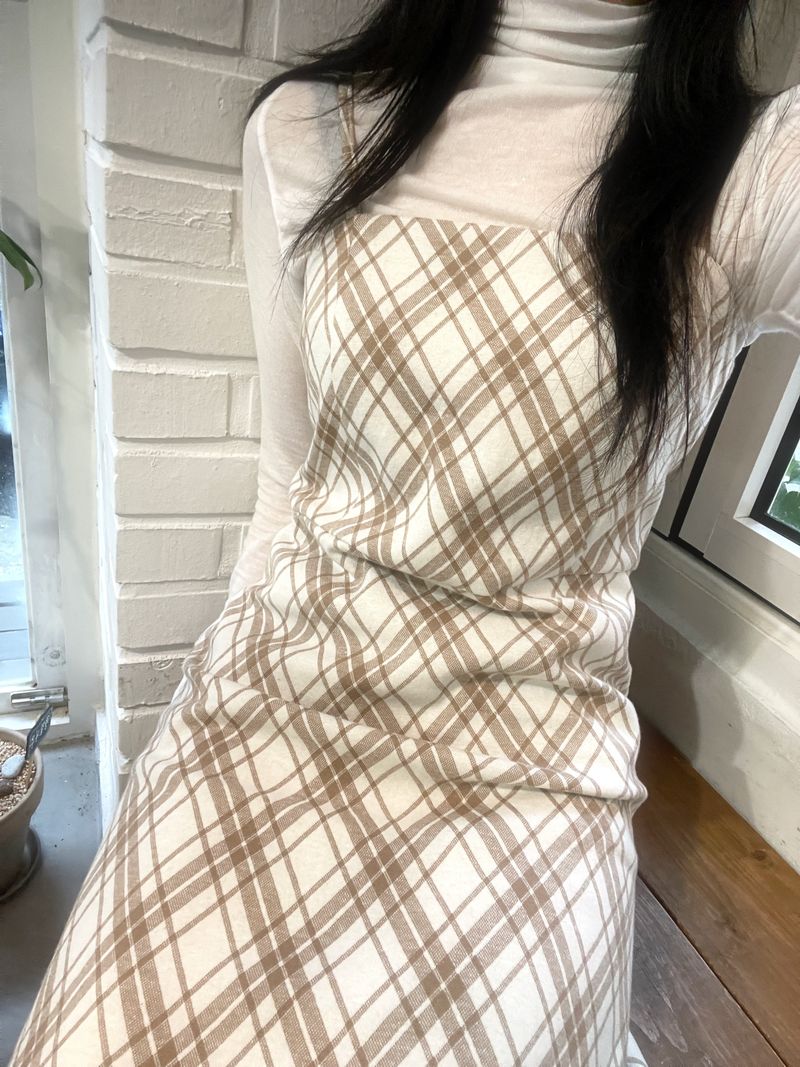 Layered romantic checkered bustier dress