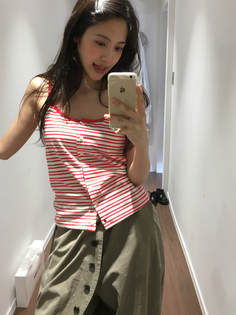 Pobi Striped Button Sleeveless (2color)
