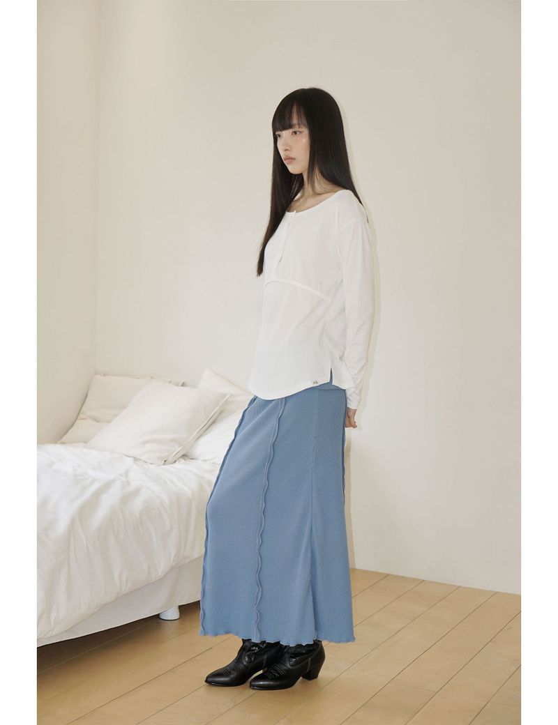 RIBBED LONG SKIRT(BLUE)