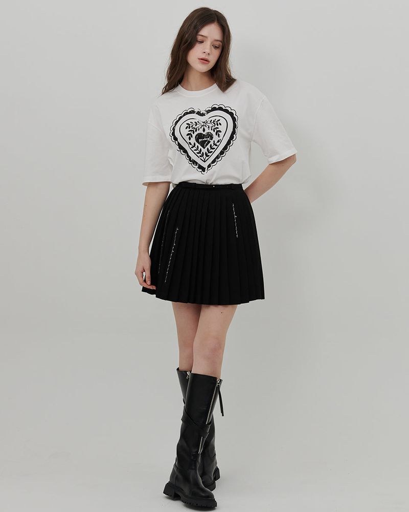 HEART PRINT T-SHIRT [WHITE]