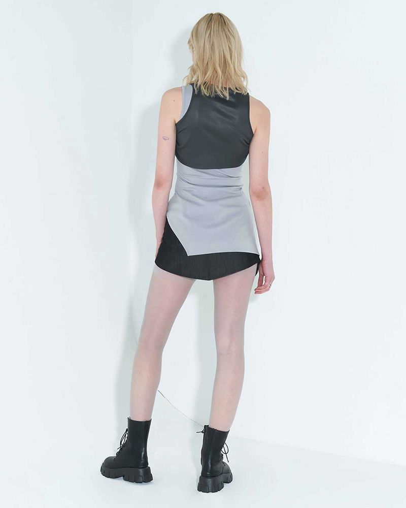 Chain Link Layered Top _ Grey