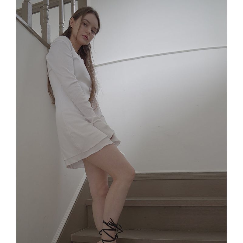 OVERLOCK DRESS-WHITE