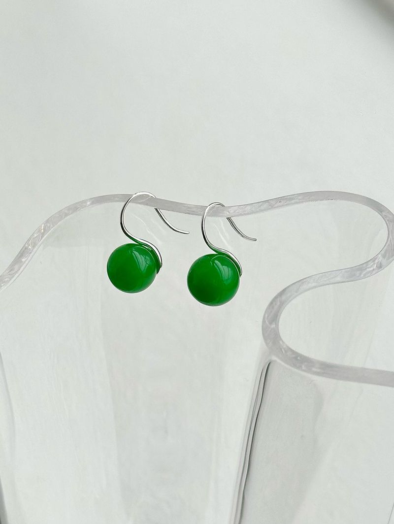 [silver925] jade ball hook earring