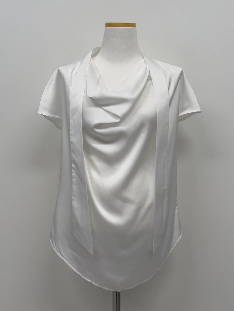 [Short Sleeve Ver.] Scott Drape Tie Blouse