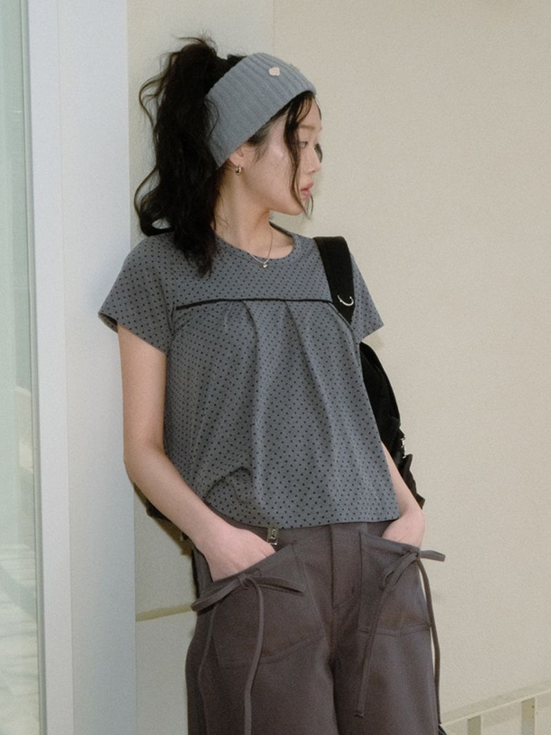 Dot Flared Tee (Charcoal)