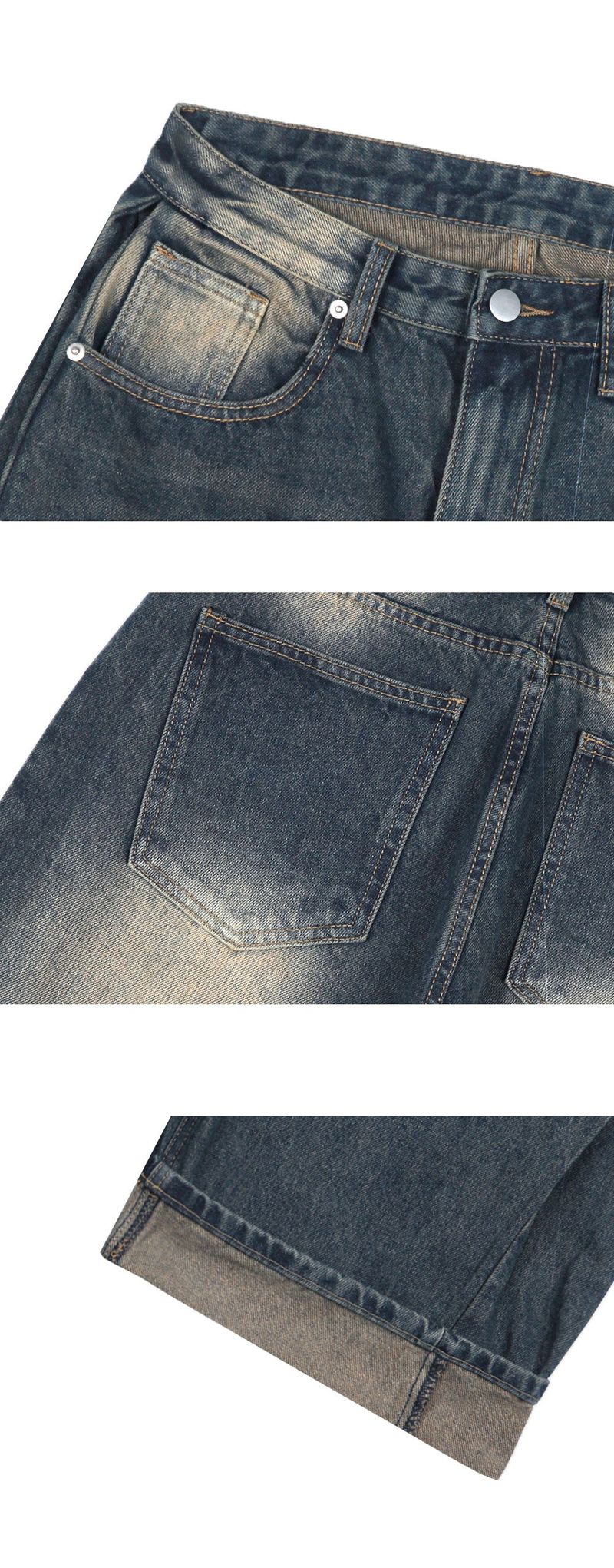 Vintage side pintuck denim pants (muddy indigo)