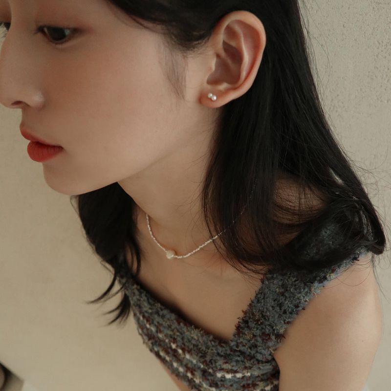[single earring]14K gold twin pearl earring