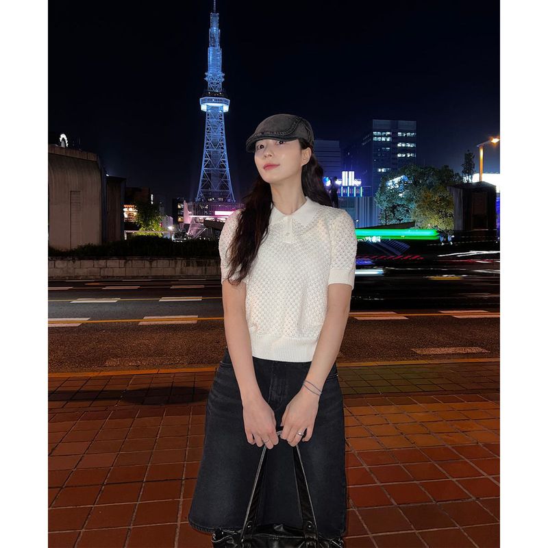 mirinaero（ミリネロ）の「コリー半袖ニットウェア（トップス）」