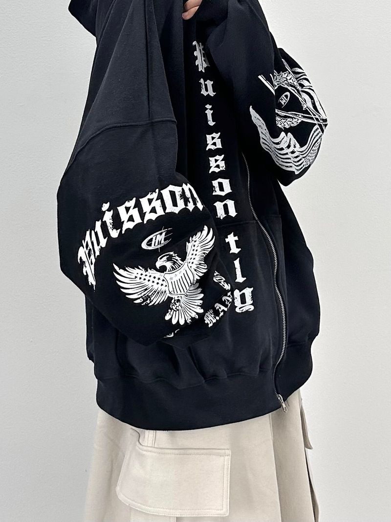 dirty eagle hooded zip-up