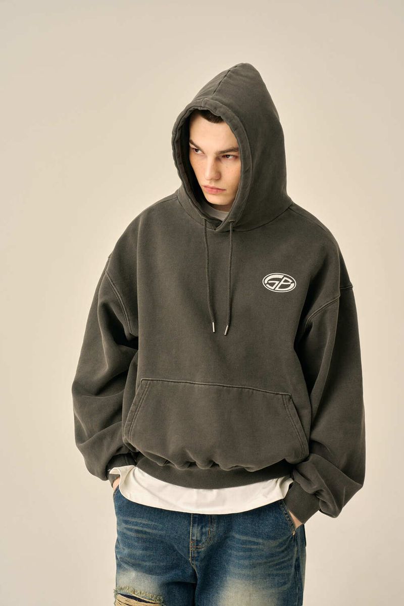 PIGMENT OVERSIZED LOGO HOOD - CHARCOAL