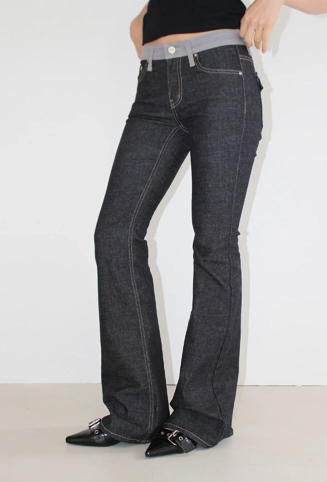COLOR BLOCK BOOTCUT DENIM