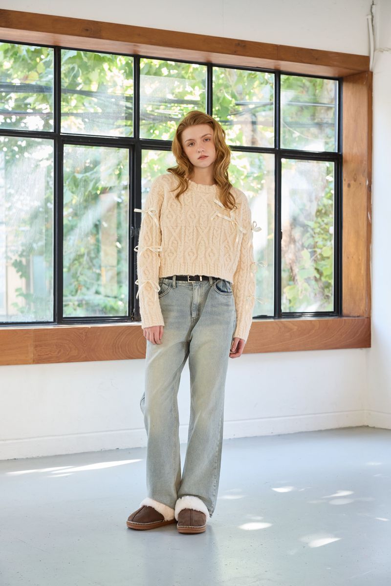 WHIMSICAL WOOL RIBBONE KNIT / IVORY