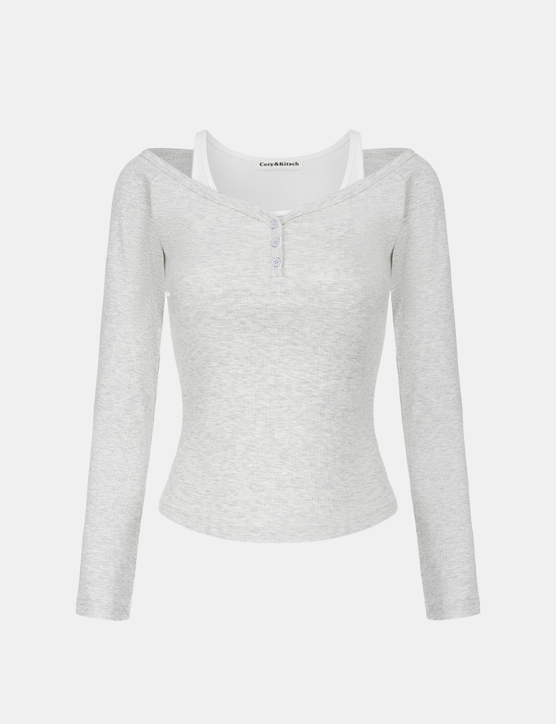 Hazel Layered Button T-shirt