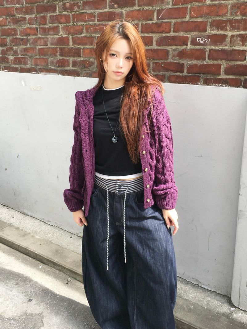 RITCORE(リットコア)の「Witty Cable Hooded Knit Cardigan (5c)(Tops)」