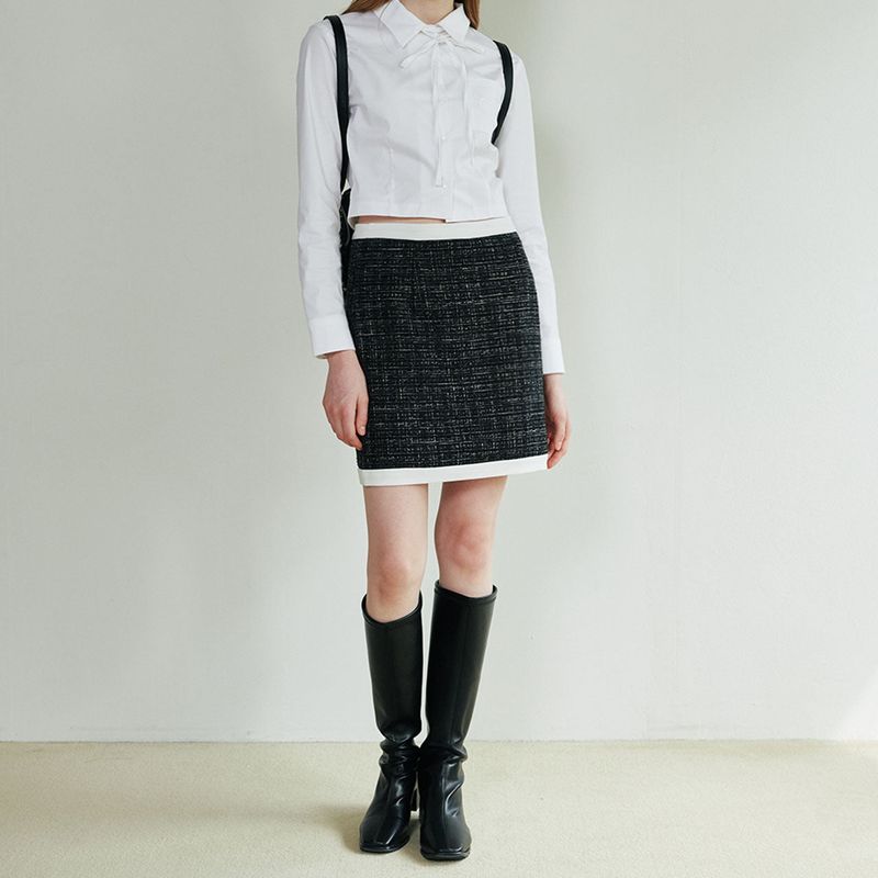Bling Tweed Skirt - BLACK