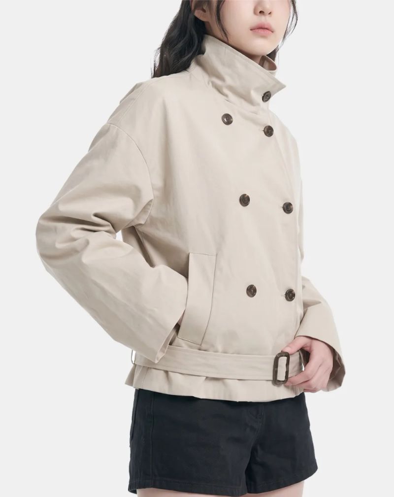 Adele Double-breasted Trench Short Jacket