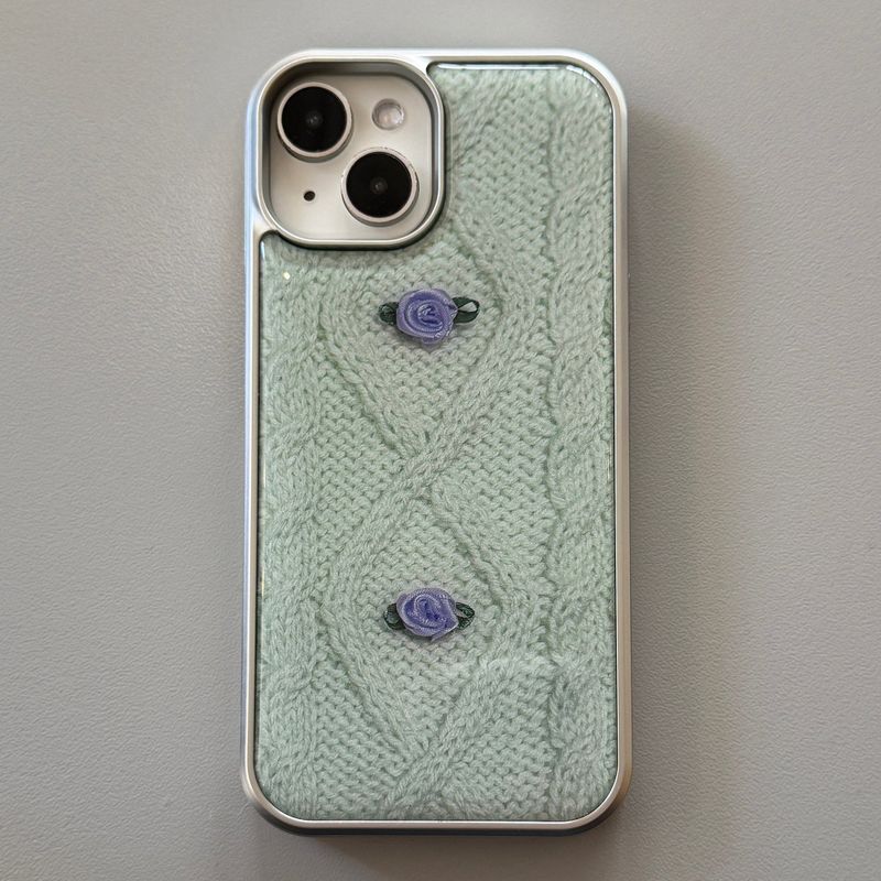 RIBBON ROSE KNIT EPOXY CASE _ MINT