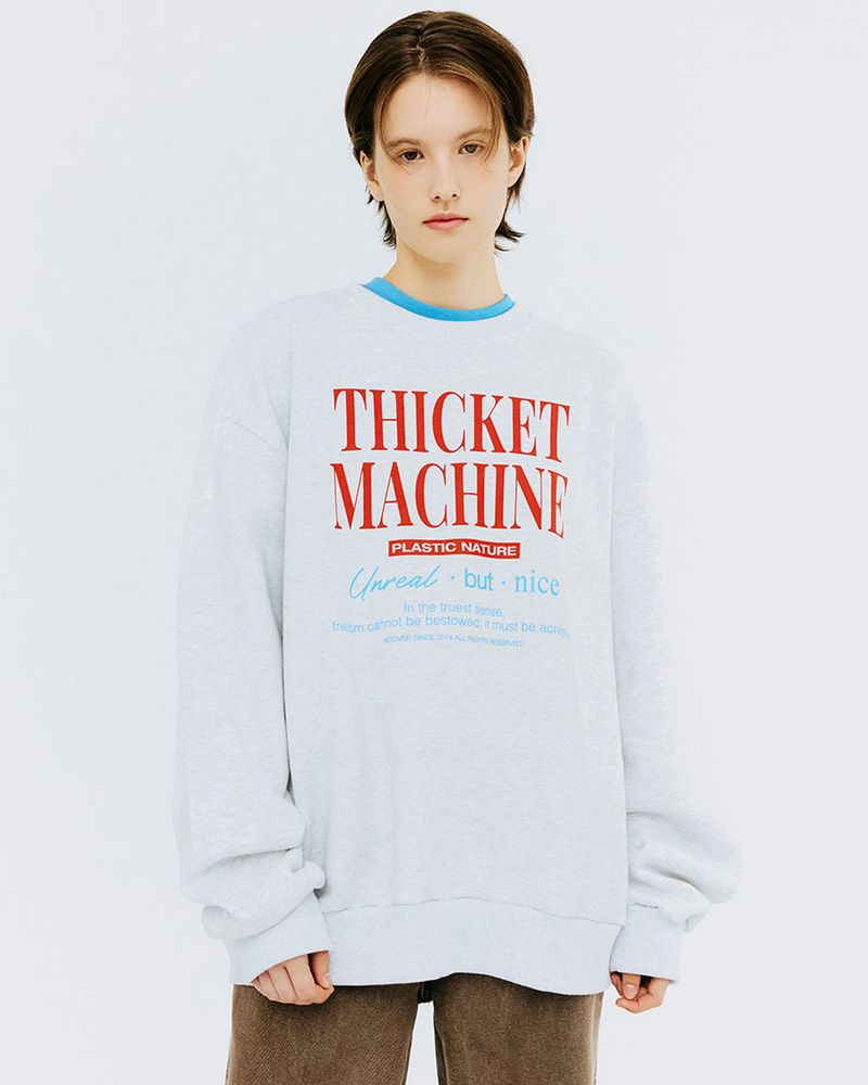 THICKET MACHINE TYPO SWEATSHIRT-WHITE MELANGE