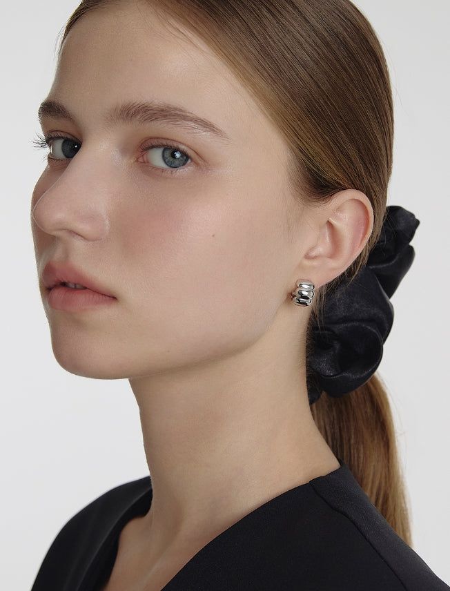 26SS★ Ice Cushion (W) Wide One-Touch Earrings