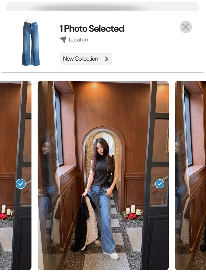 low semi-long denim pants