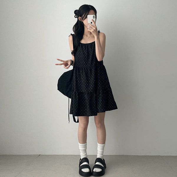 Longs Ribbon String Dot Cancan Dress