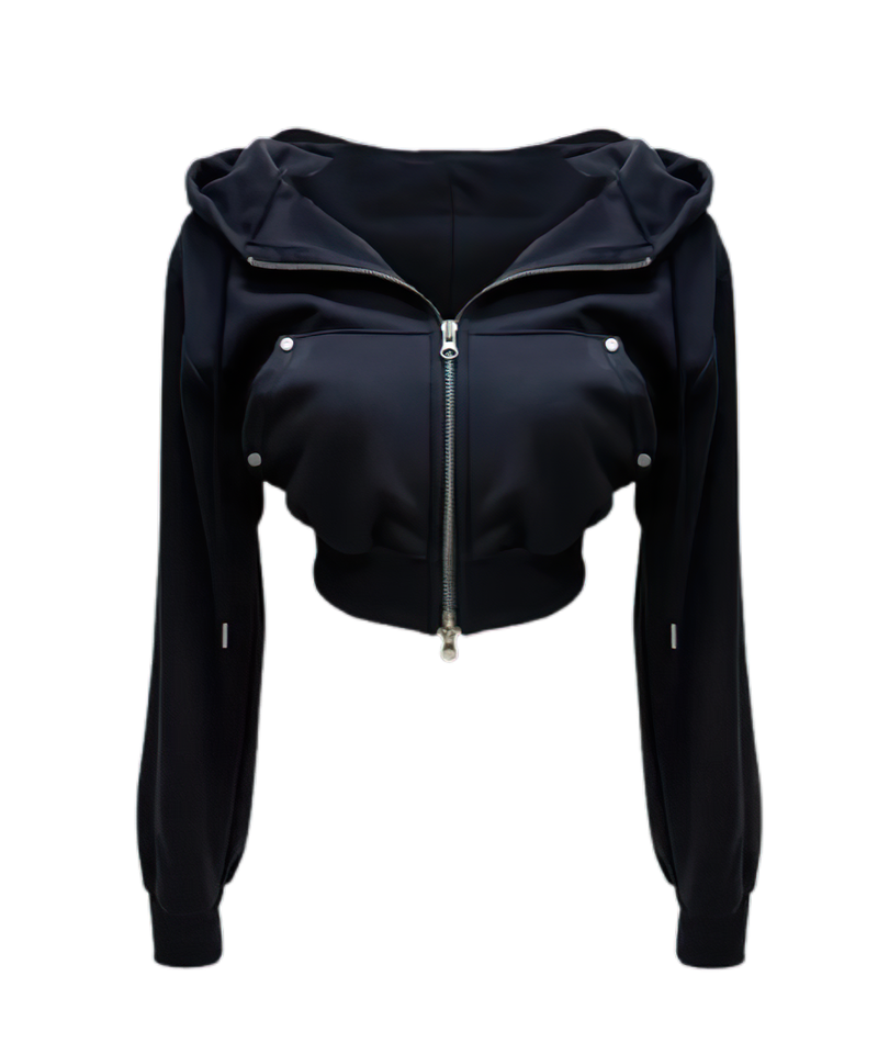 [MADE] Vicky studs crop hood zip up (4color)