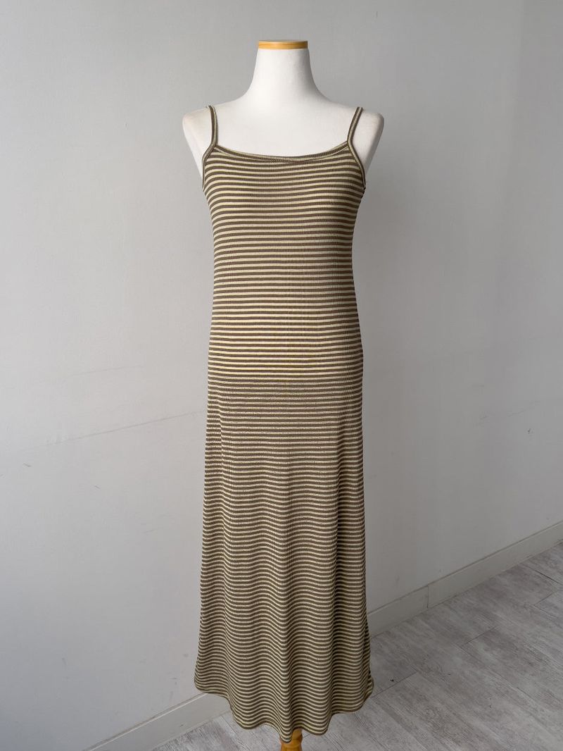 Stripe Long Sleeveless One Piece