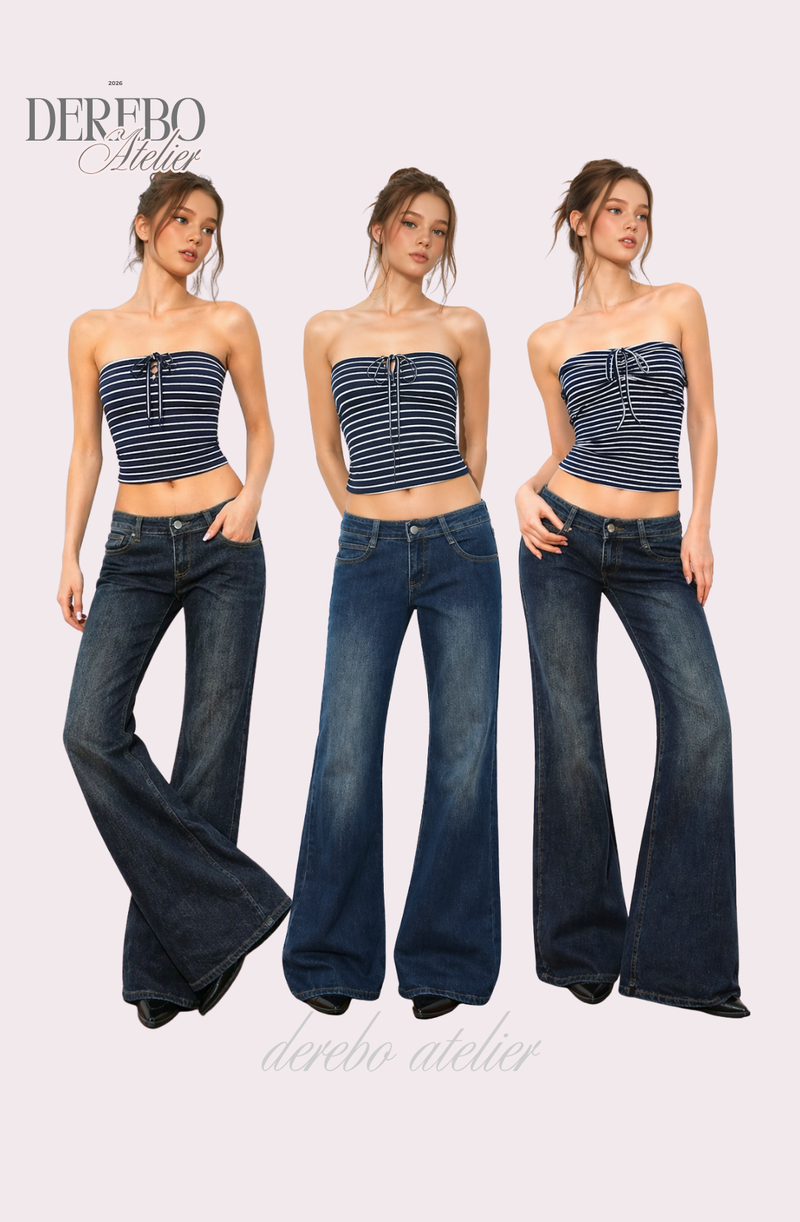 deep blue flow bootcut denim pants, regular (REGULAR)