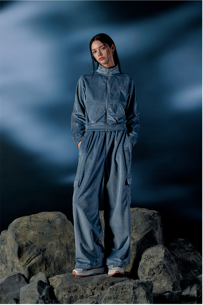 Velour Sporty Track Cargo Pants