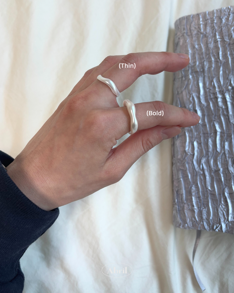 Wave Pearl Ring SET (2 piece)